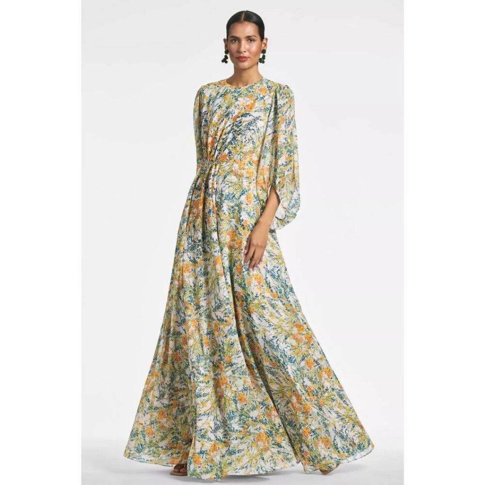 Sachin & Babbi Bianca Gown Sunshine/Teal Bouquet NWT Size 8 Formal Modest